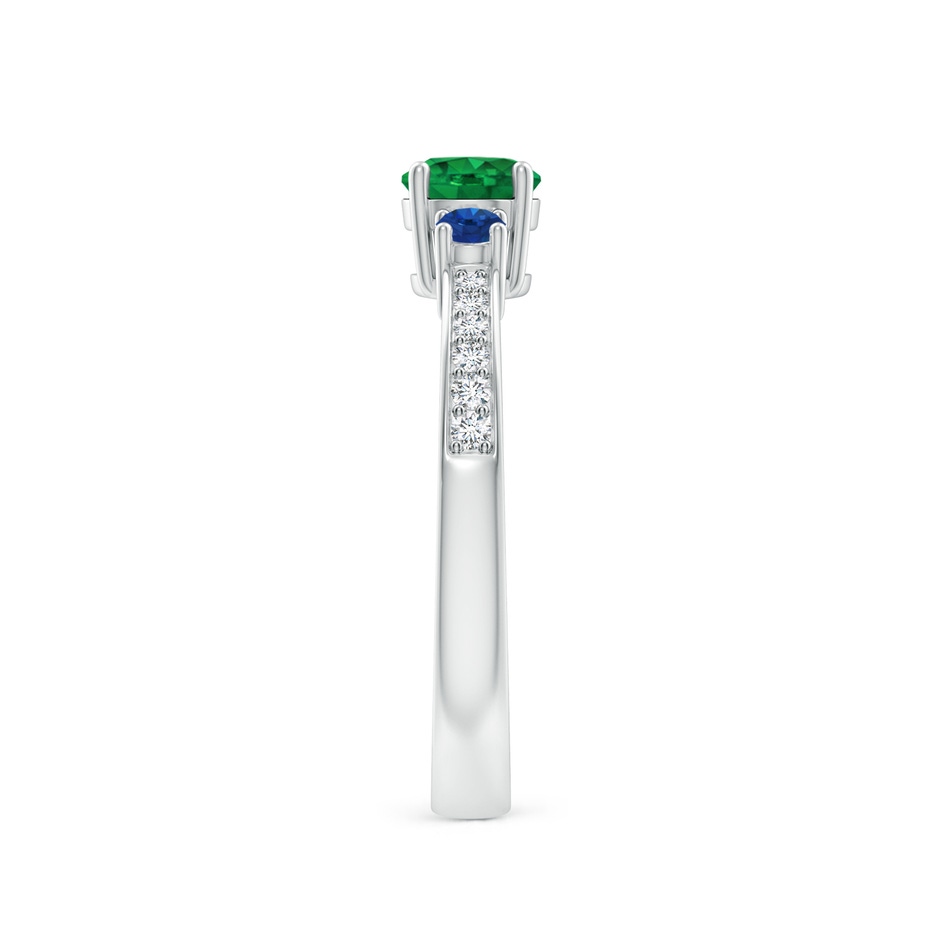 5mm AAA Classic Three Stone Emerald and Blue Sapphire Ring in P950 Platinum side-2