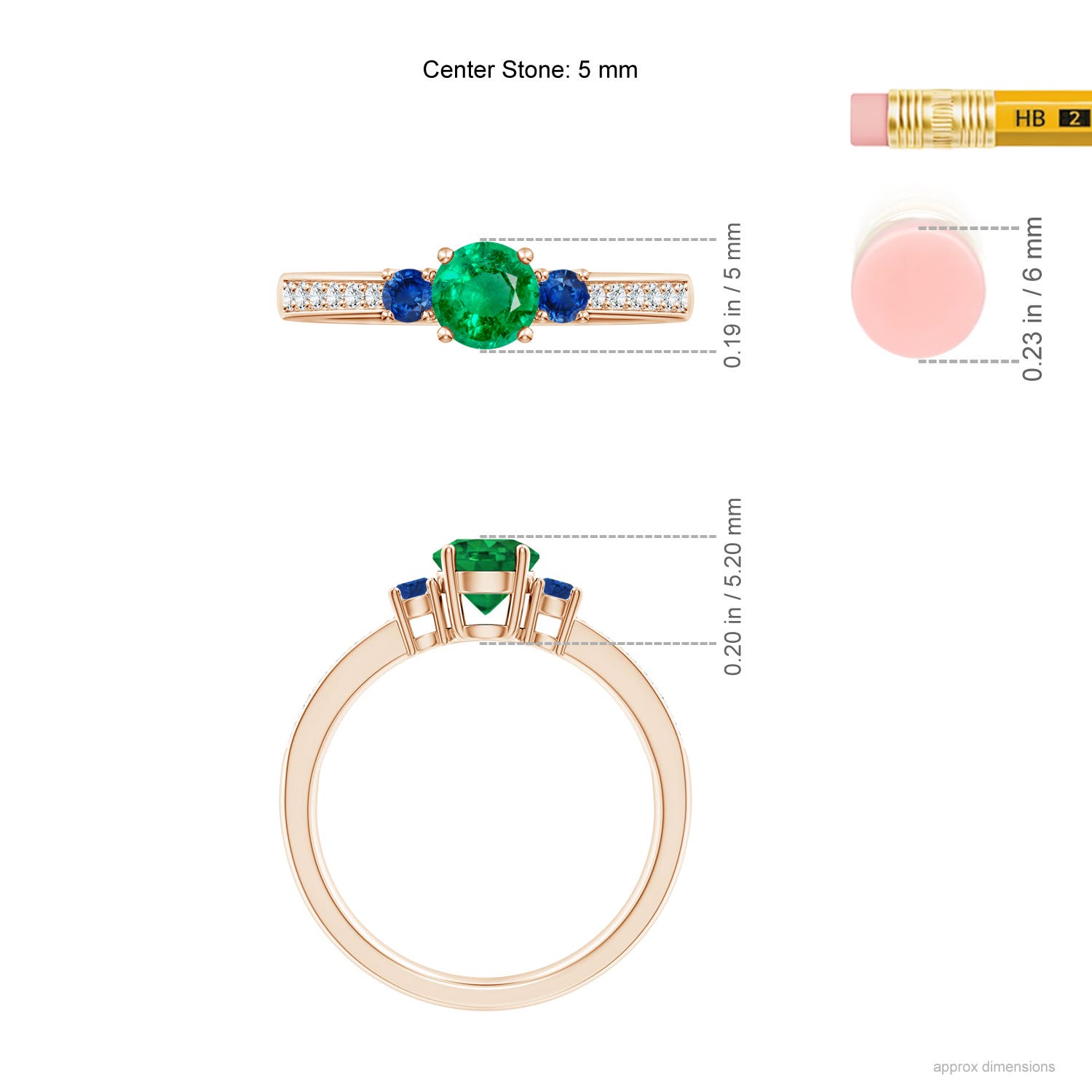 AAA - Emerald / 0.7 CT / 14 KT Rose Gold