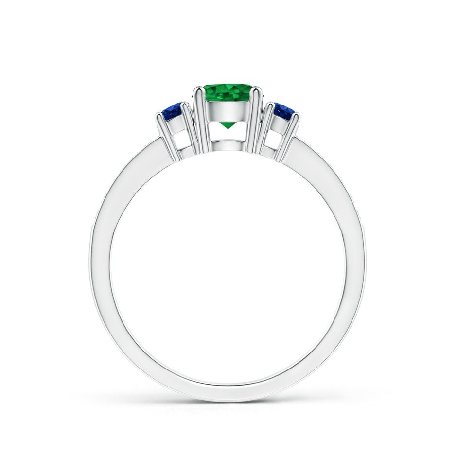 5mm AAAA Classic Three Stone Emerald and Blue Sapphire Ring in P950 Platinum side-1
