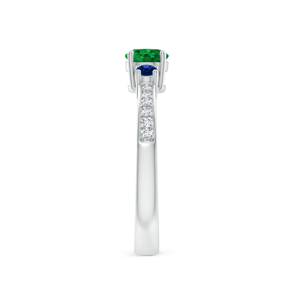 5mm AAAA Classic Three Stone Emerald and Blue Sapphire Ring in P950 Platinum side-2