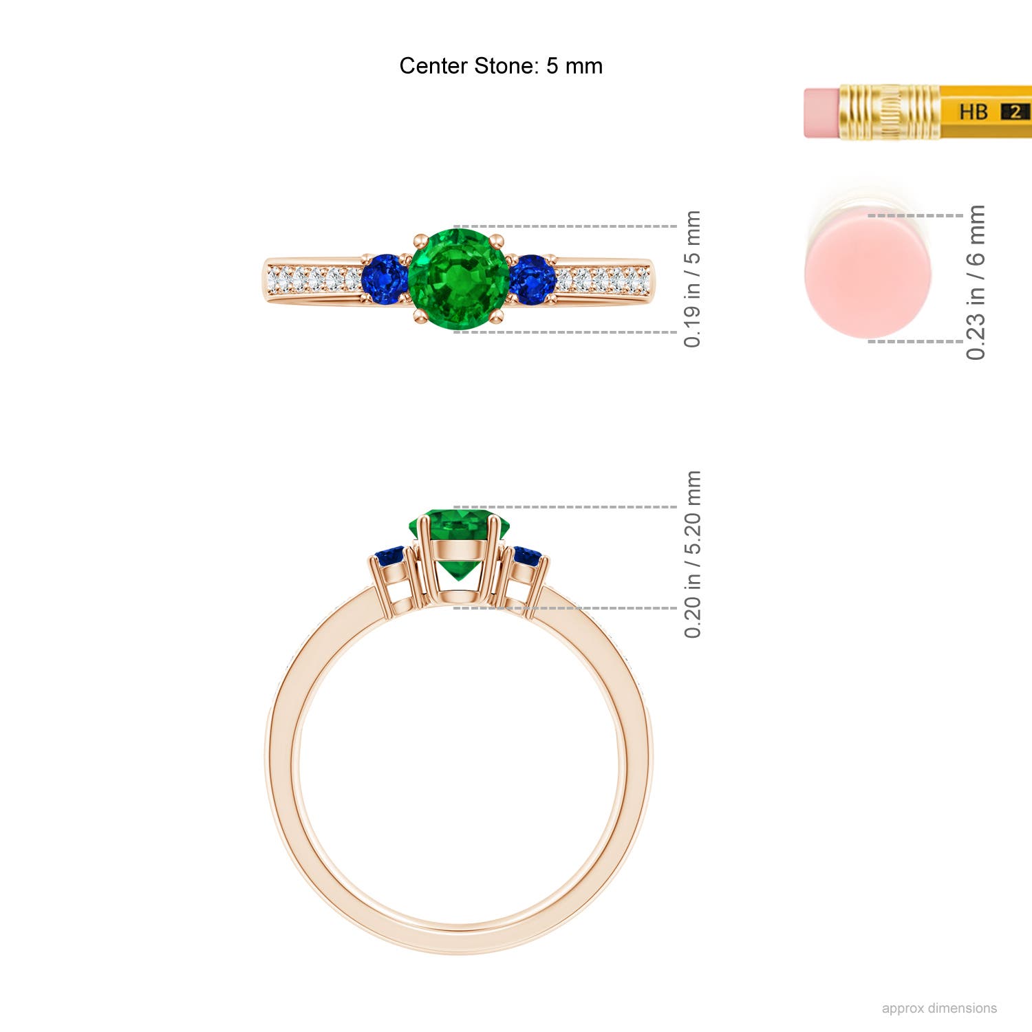 AAAA - Emerald / 0.7 CT / 14 KT Rose Gold