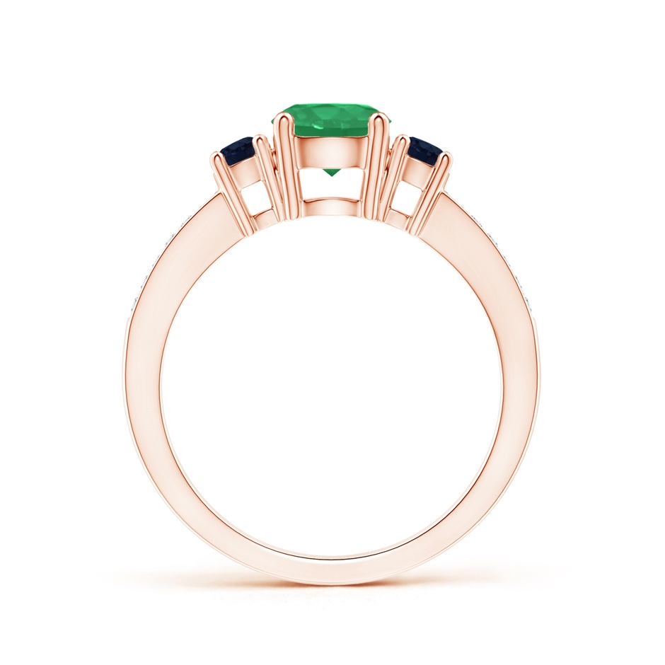 6mm A Classic Three Stone Emerald and Blue Sapphire Ring in Rose Gold side-1