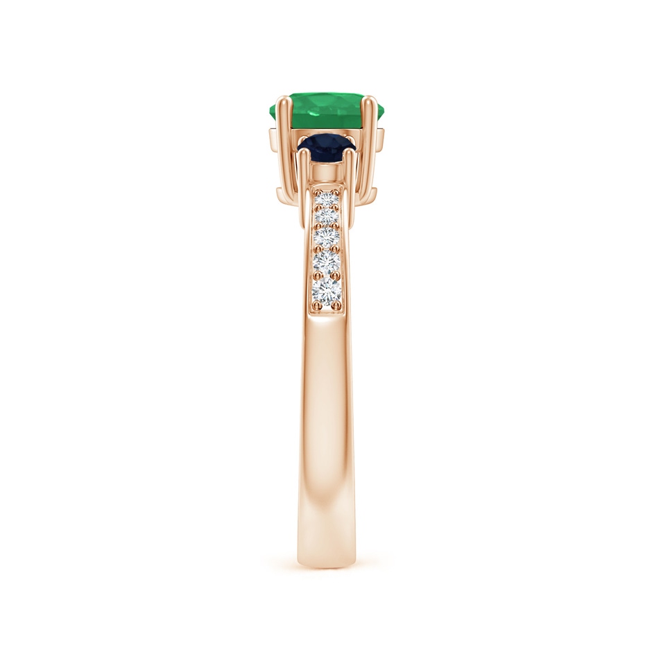 6mm A Classic Three Stone Emerald and Blue Sapphire Ring in Rose Gold side-2