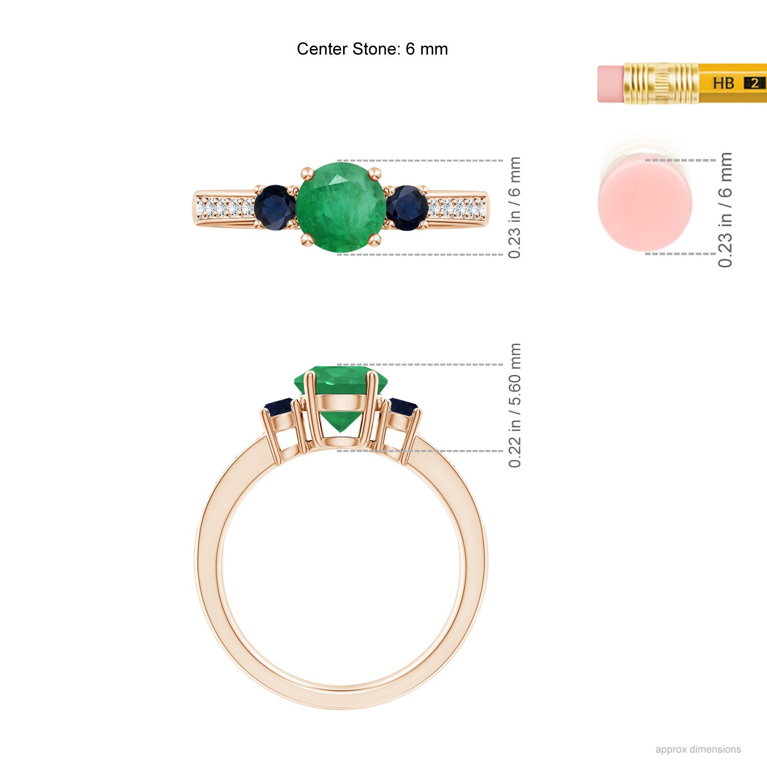 A - Emerald / 1.13 CT / 14 KT Rose Gold