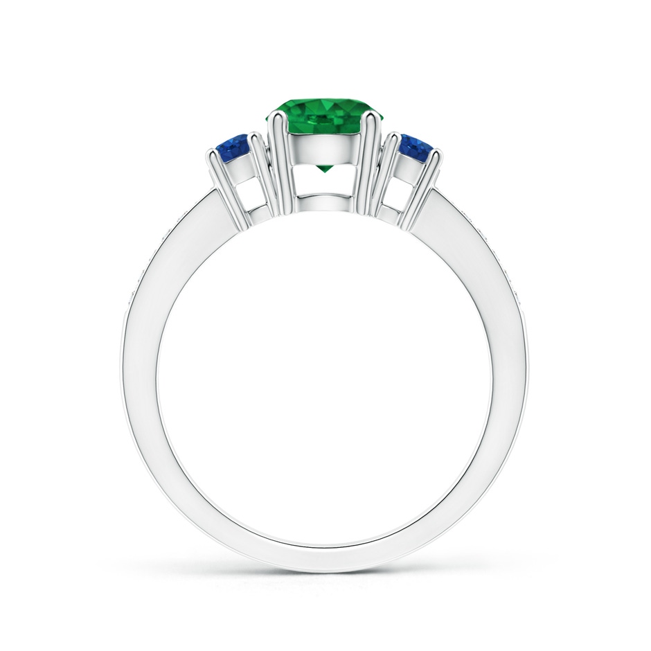 6mm AAA Classic Three Stone Emerald and Blue Sapphire Ring in White Gold side-1