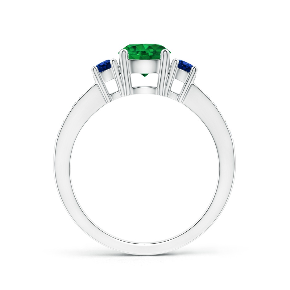 6mm AAAA Classic Three Stone Emerald and Blue Sapphire Ring in P950 Platinum side-1