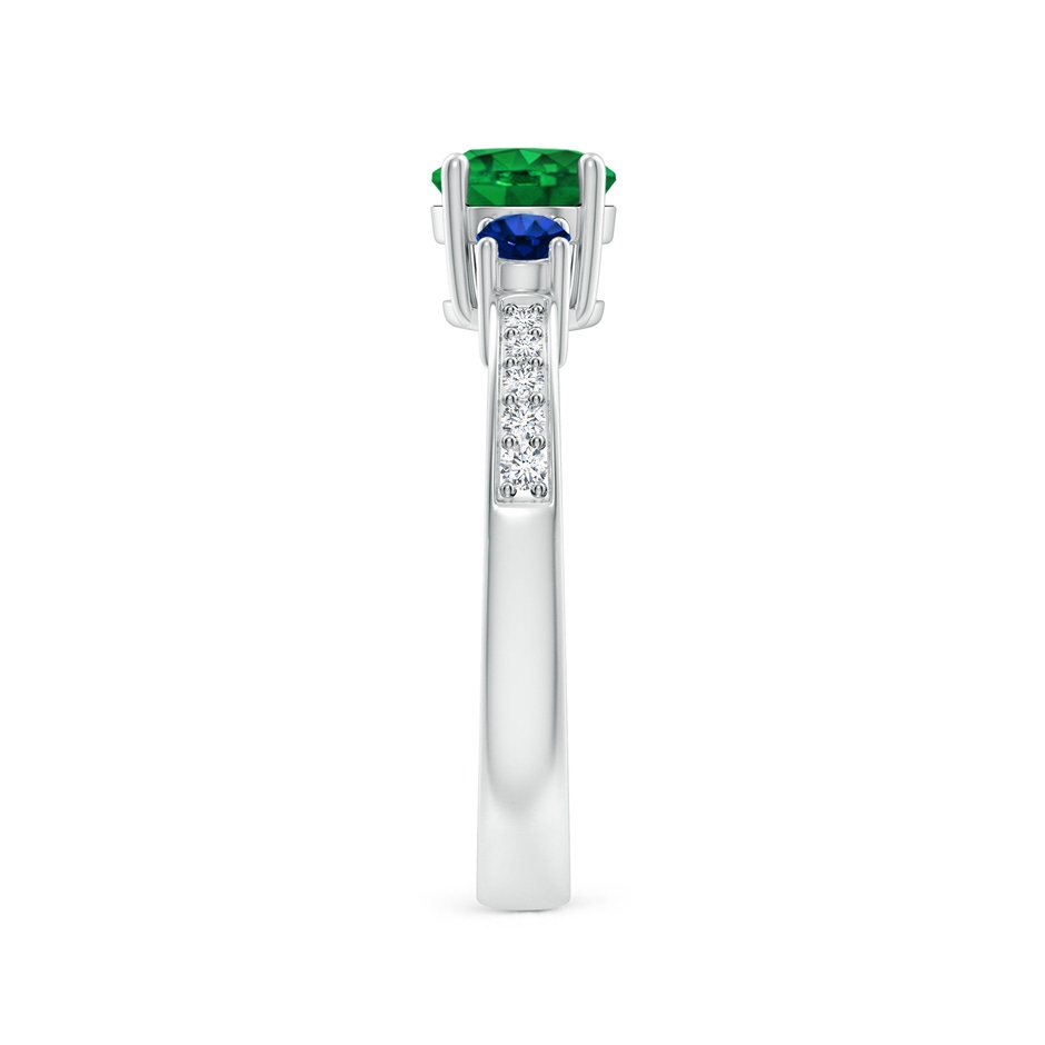 6mm AAAA Classic Three Stone Emerald and Blue Sapphire Ring in P950 Platinum side-2