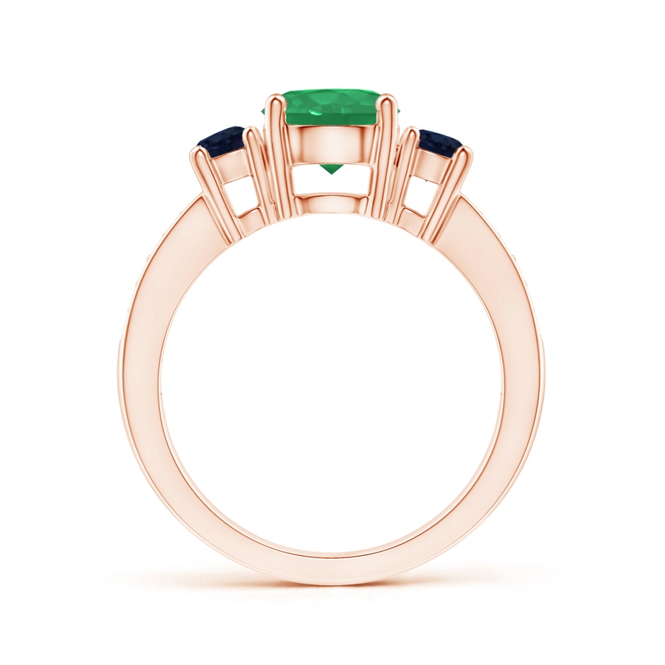 7mm A Classic Three Stone Emerald and Blue Sapphire Ring in Rose Gold side-1