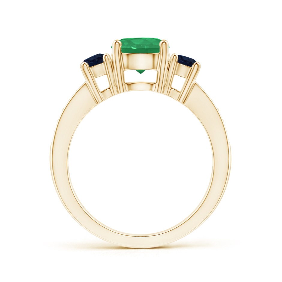 7mm A Classic Three Stone Emerald and Blue Sapphire Ring in Yellow Gold side-1