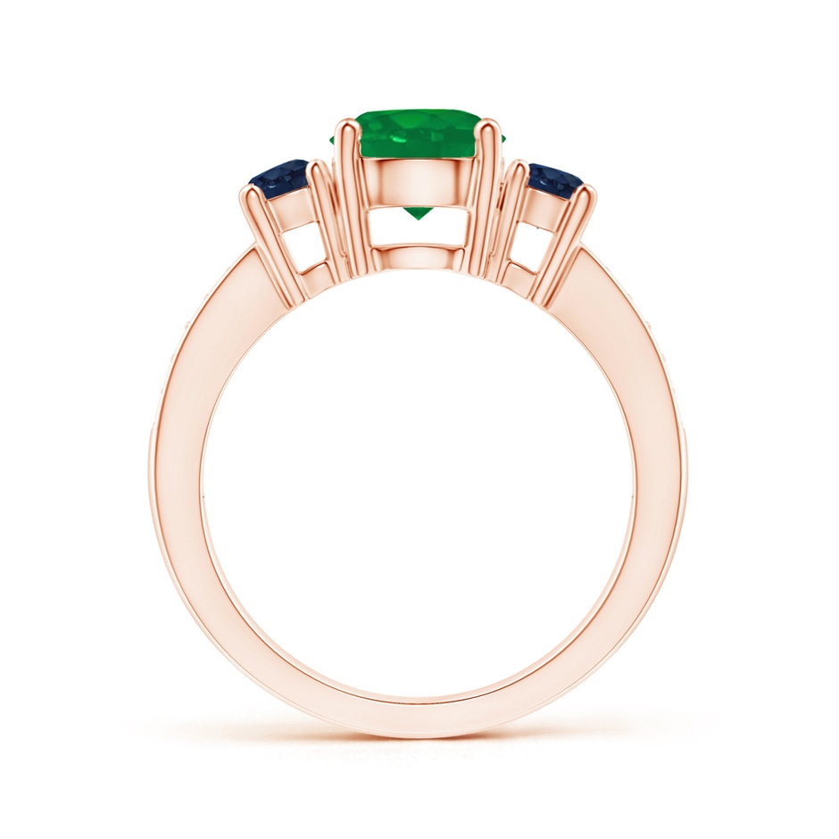 7mm AA Classic Three Stone Emerald and Blue Sapphire Ring in Rose Gold side-1