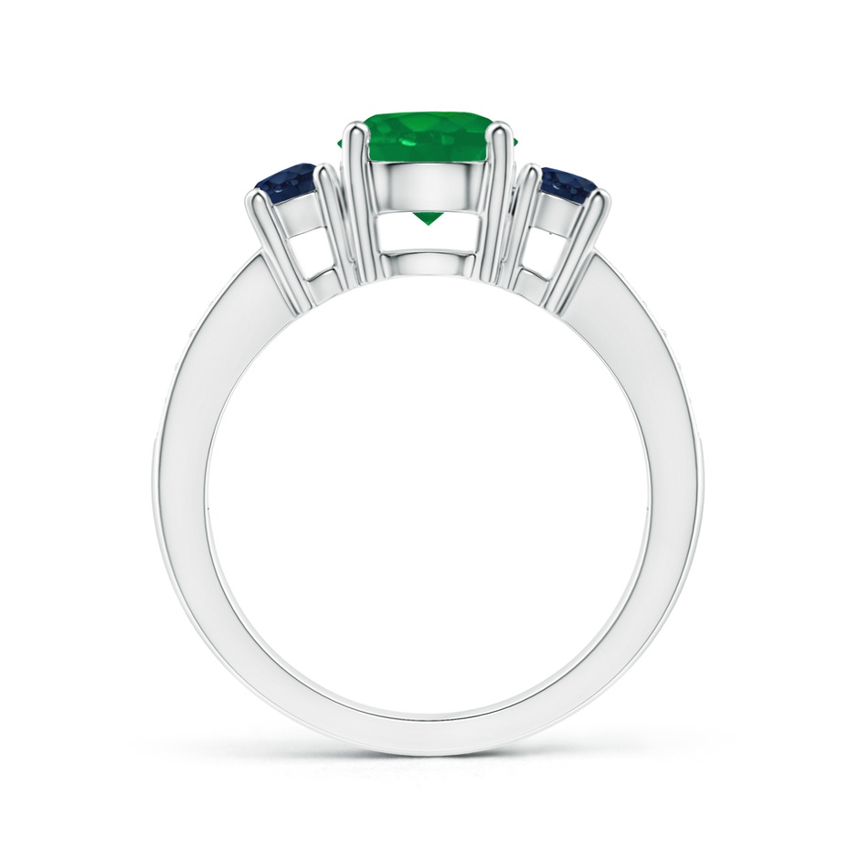7mm AA Classic Three Stone Emerald and Blue Sapphire Ring in White Gold side-1