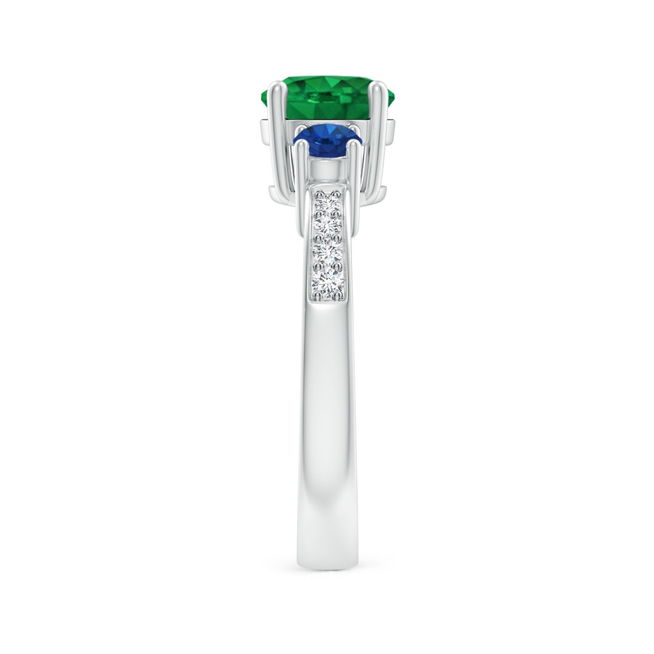 7mm AAA Classic Three Stone Emerald and Blue Sapphire Ring in P950 Platinum side-2