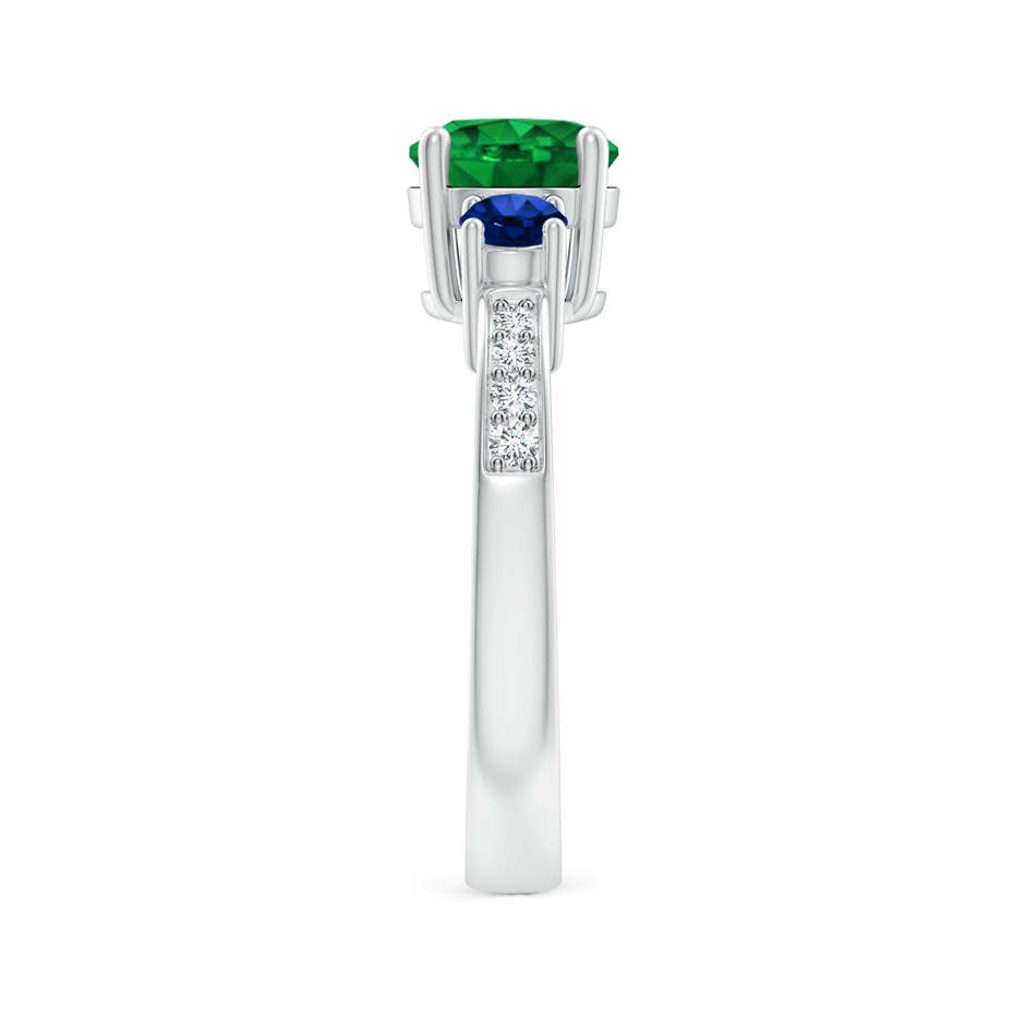 7mm AAAA Classic Three Stone Emerald and Blue Sapphire Ring in P950 Platinum side-2