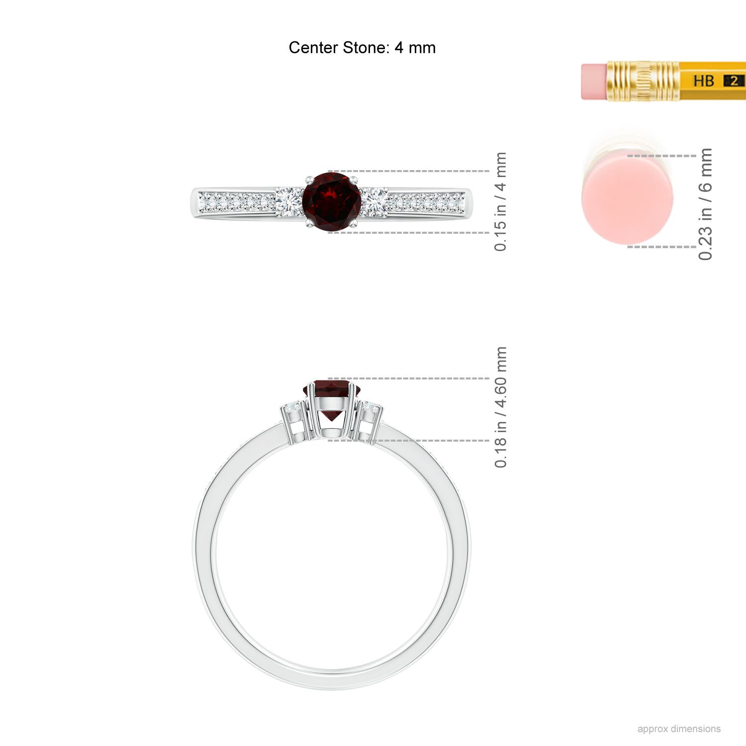 A - Garnet / 0.46 CT / 14 KT White Gold