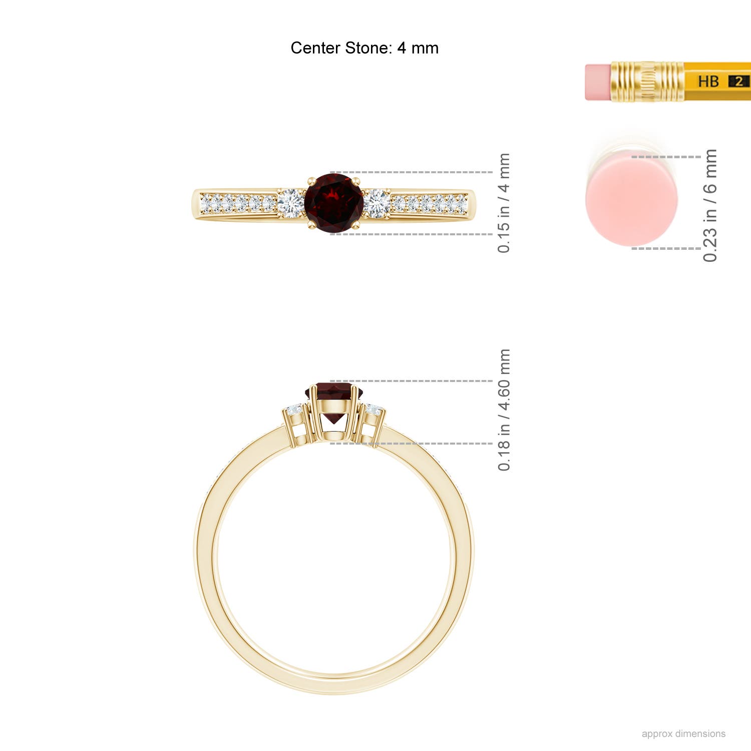 A - Garnet / 0.46 CT / 14 KT Yellow Gold