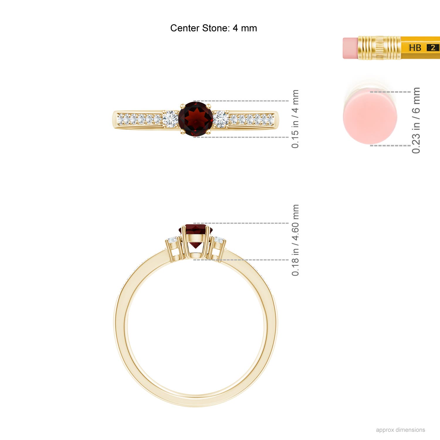 AA - Garnet / 0.46 CT / 14 KT Yellow Gold