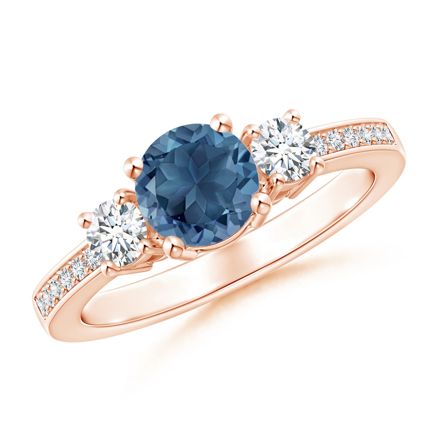 A - London Blue Topaz / 1.26 CT / 14 KT Rose Gold