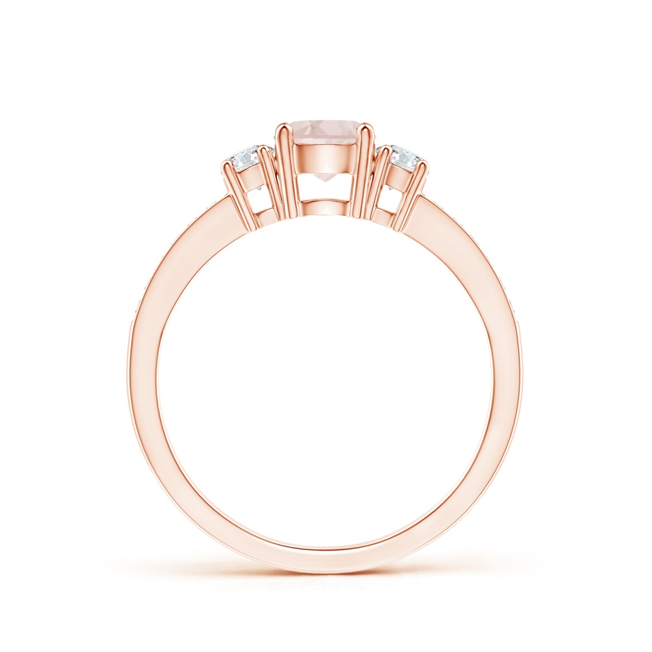 5mm A Classic Three Stone Round Morganite and Diamond Engagement Ring in 9K Rose Gold side 199