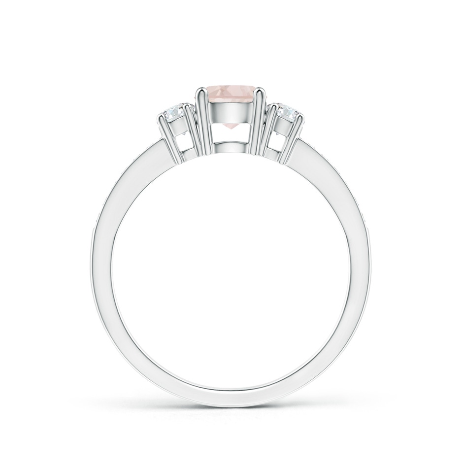 5mm A Classic Three Stone Round Morganite and Diamond Engagement Ring in 9K White Gold side 199