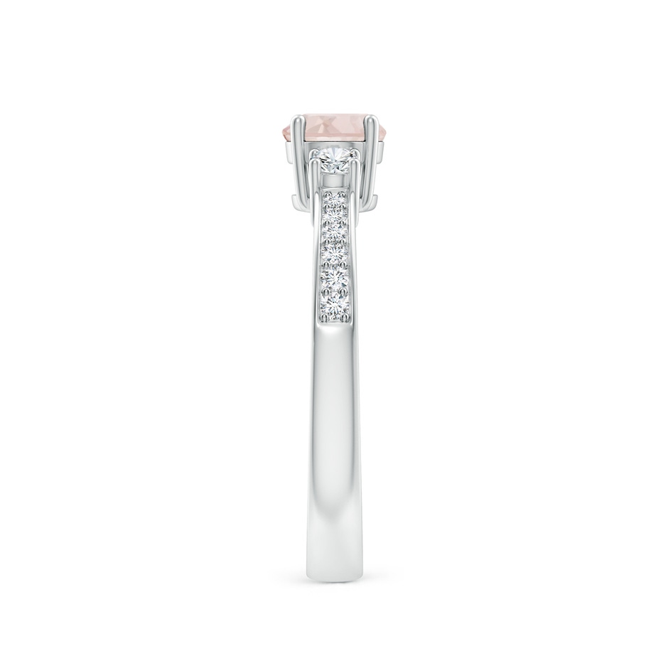 5mm A Classic Three Stone Round Morganite and Diamond Engagement Ring in White Gold side 299