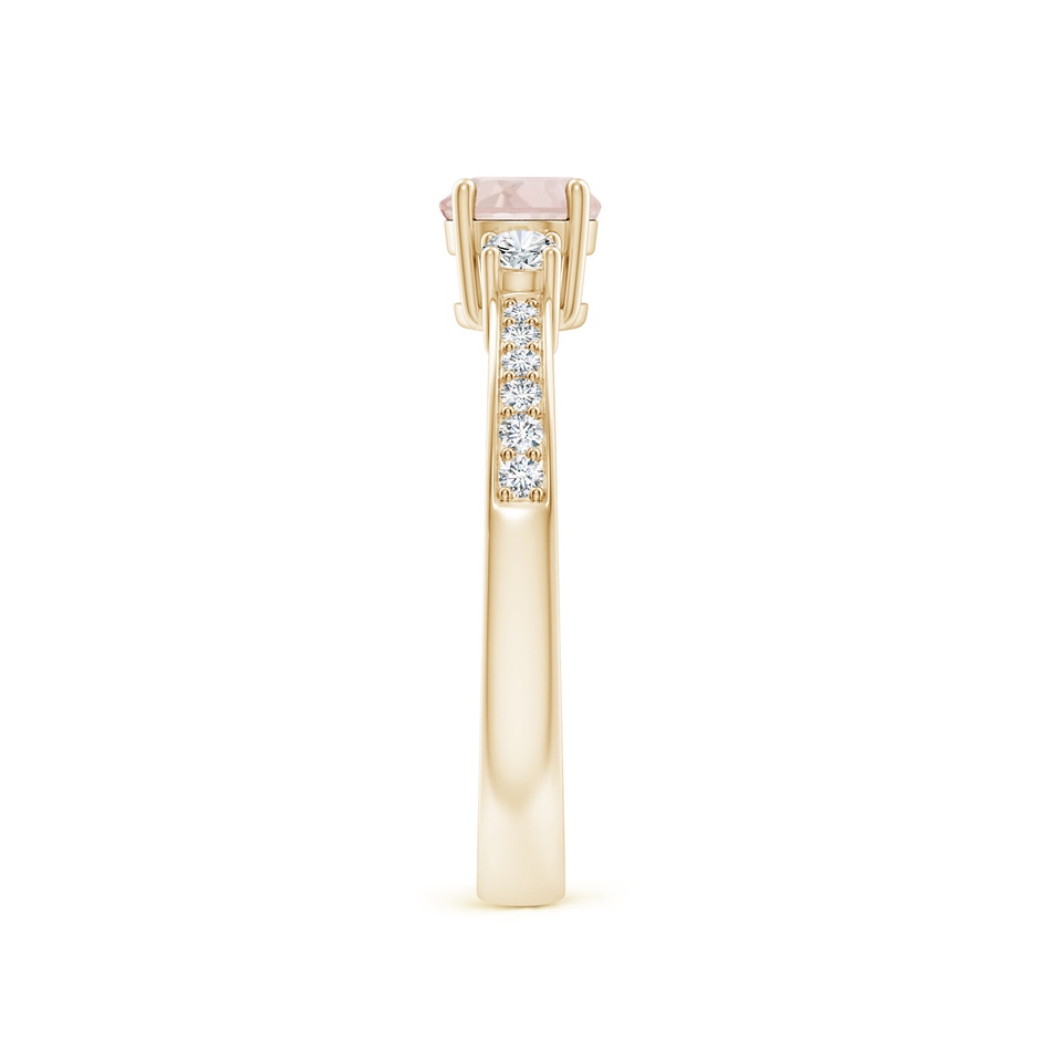5mm A Classic Three Stone Round Morganite and Diamond Engagement Ring in Yellow Gold side 299