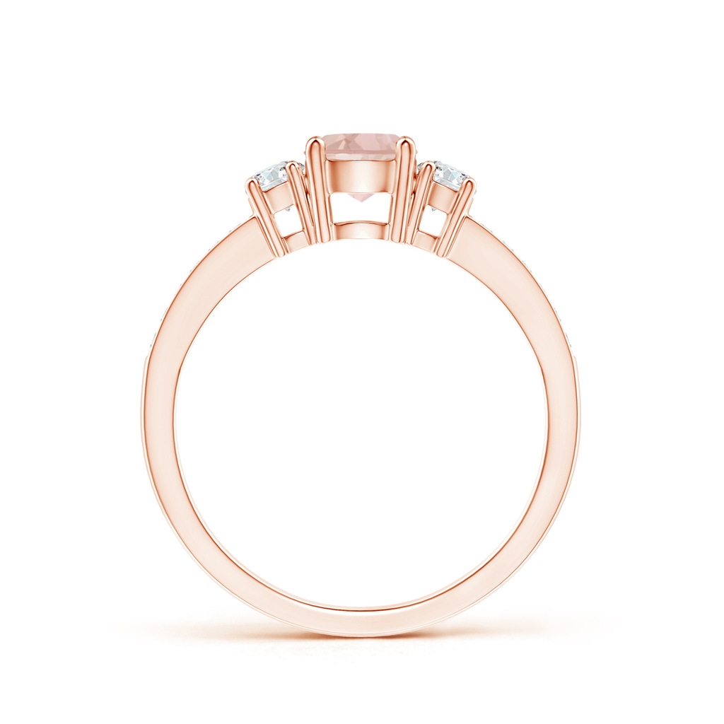 5mm AAA Classic Three Stone Morganite and Diamond Ring in Rose Gold Side-1