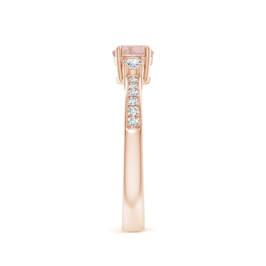 5mm AAA Classic Three Stone Morganite and Diamond Ring in Rose Gold Side-2