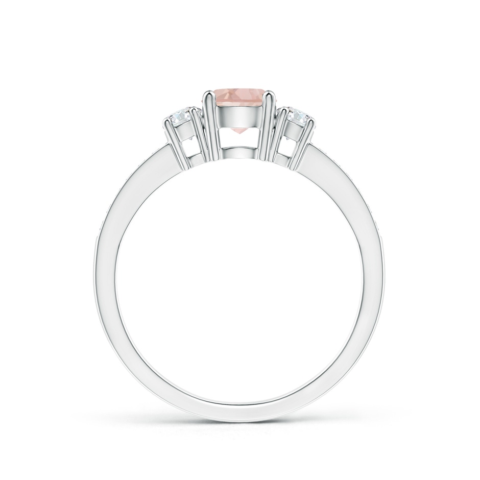 5mm AAA Classic Three Stone Round Morganite and Diamond Engagement Ring in White Gold side 199