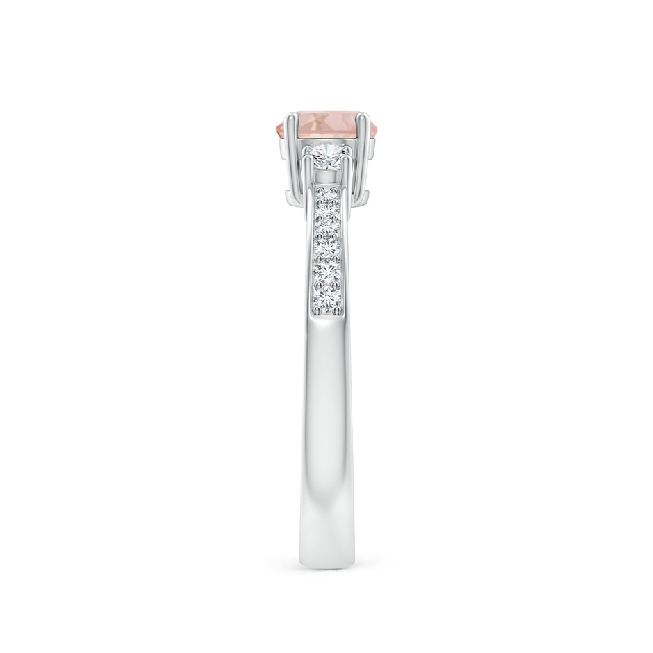5mm AAA Classic Three Stone Round Morganite and Diamond Engagement Ring in White Gold side 299
