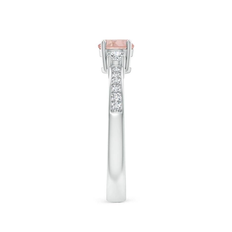 5mm AAAA Classic Three Stone Round Morganite and Diamond Engagement Ring in P950 Platinum side 299