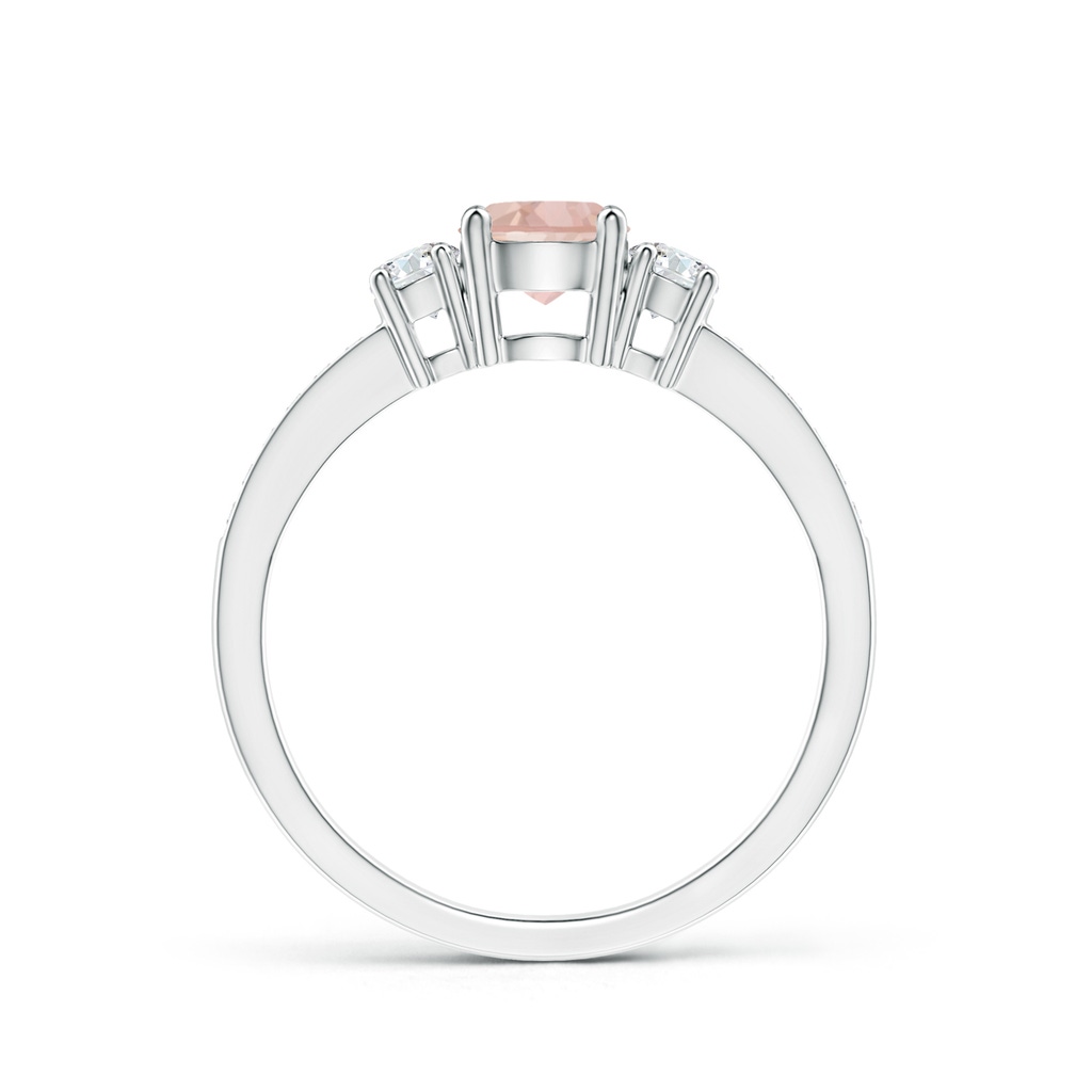 5mm AAAA Classic Three Stone Morganite and Diamond Ring in White Gold Side-1