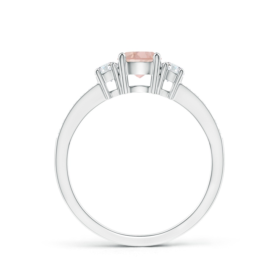 5mm AAAA Classic Three Stone Morganite and Diamond Ring in White Gold side-1