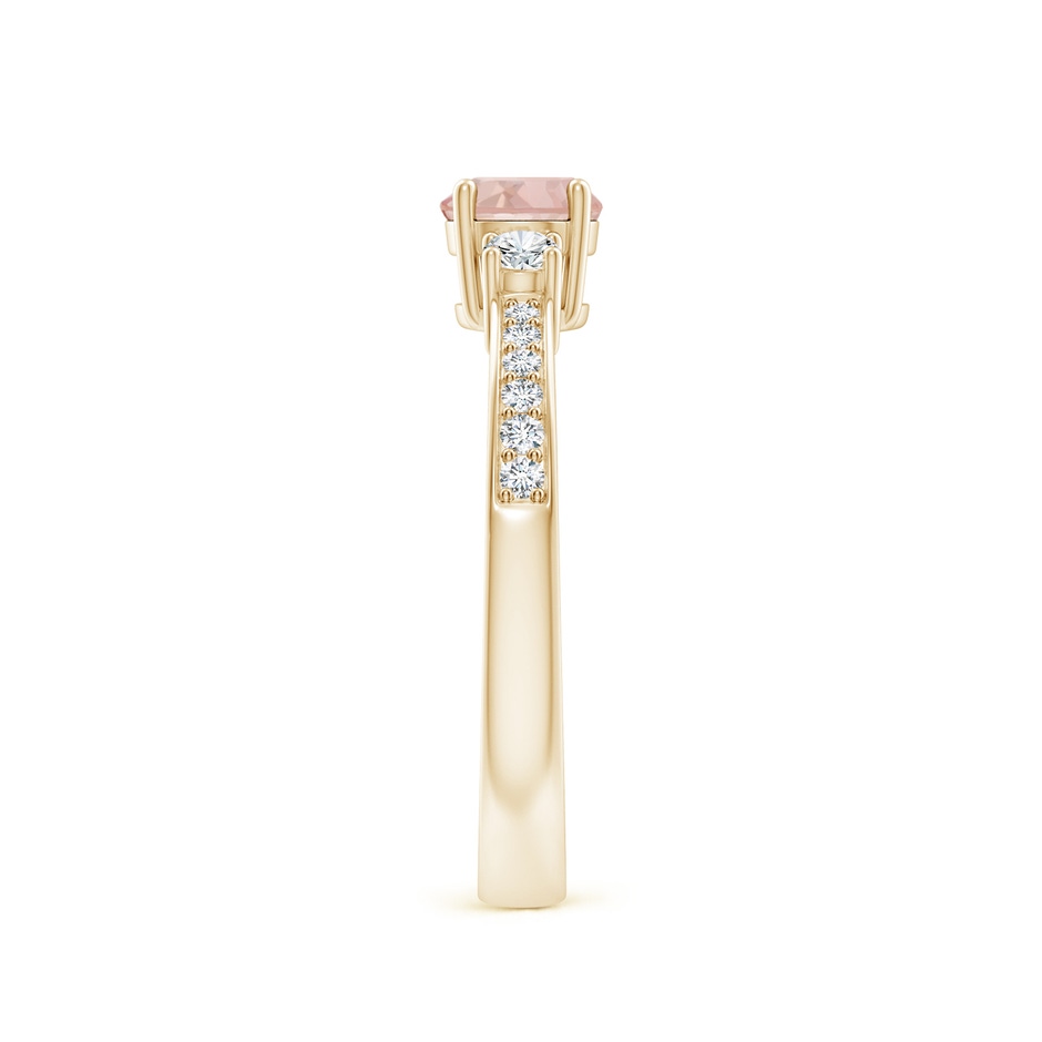 5mm AAAA Classic Three Stone Round Morganite and Diamond Engagement Ring in Yellow Gold side 299