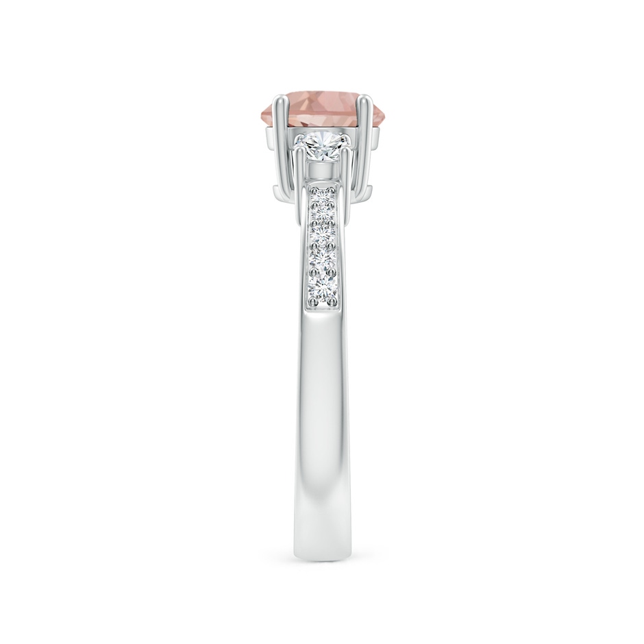 6mm AAA Classic Three Stone Round Morganite and Diamond Engagement Ring in White Gold side 299