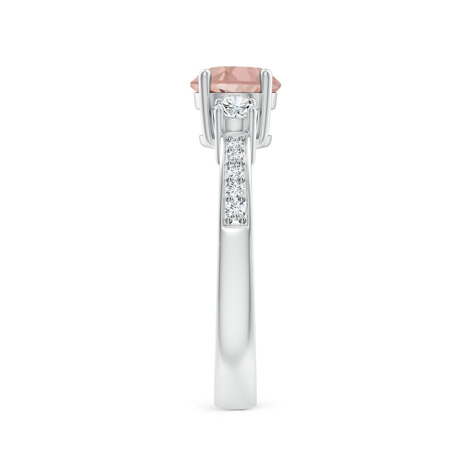 6mm AAAA Classic Three Stone Round Morganite and Diamond Engagement Ring in P950 Platinum side 299