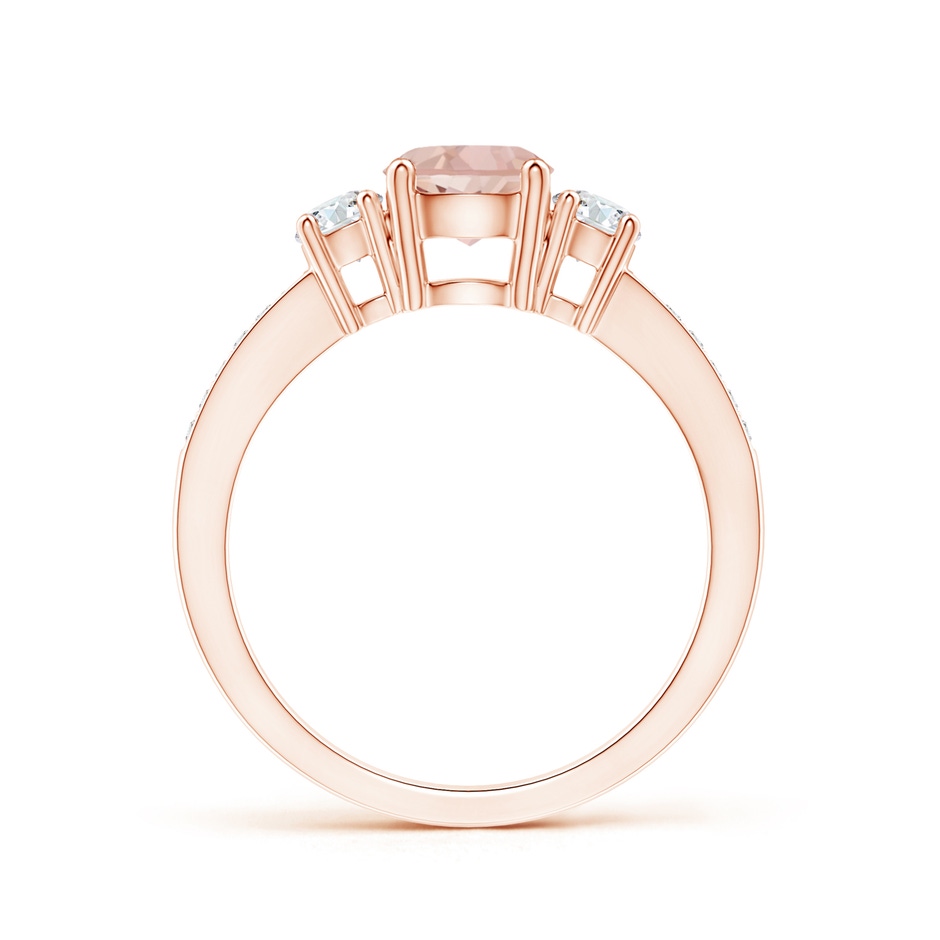 6mm AAAA Classic Three Stone Round Morganite and Diamond Engagement Ring in Rose Gold side 199