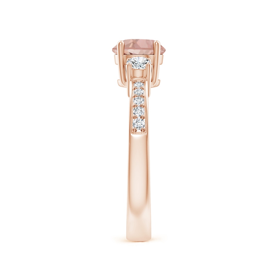 6mm AAAA Classic Three Stone Round Morganite and Diamond Engagement Ring in Rose Gold side 299