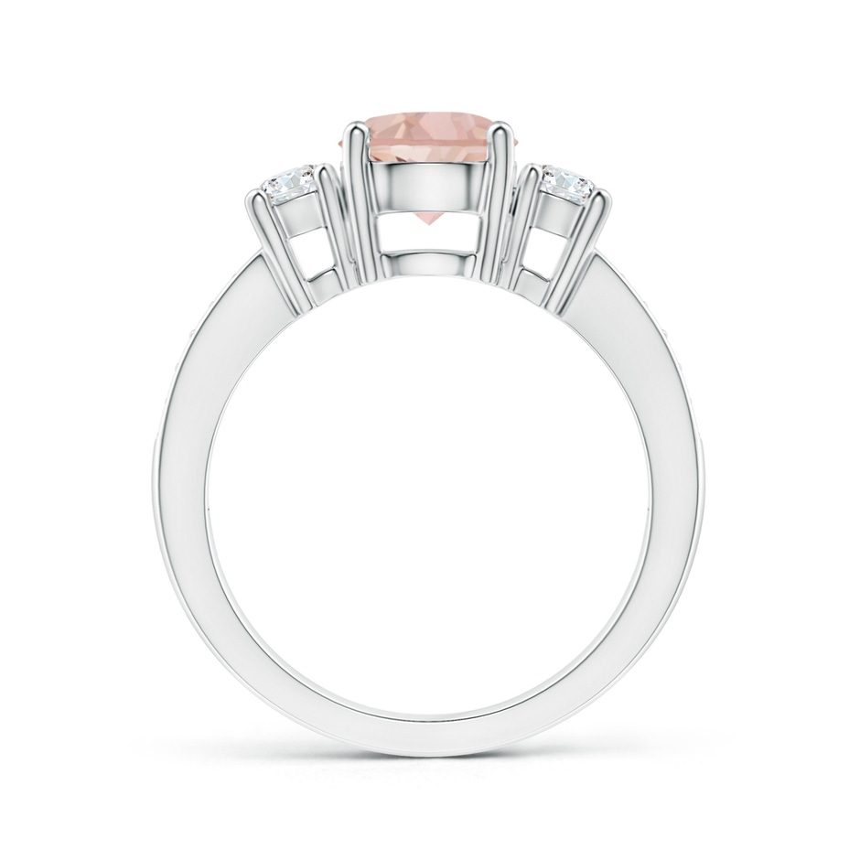 7mm AAAA Classic Three Stone Round Morganite and Diamond Engagement Ring in P950 Platinum side 199
