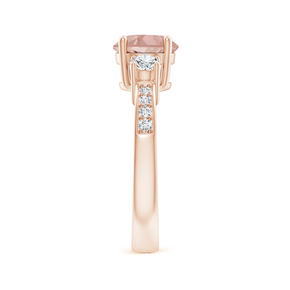 7mm AAAA Classic Three Stone Round Morganite and Diamond Engagement Ring in Rose Gold side 299