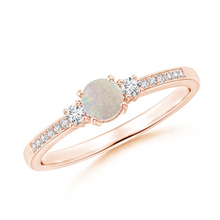 4mm AA Classic Three Stone Opal and Diamond Ring in Rose Gold