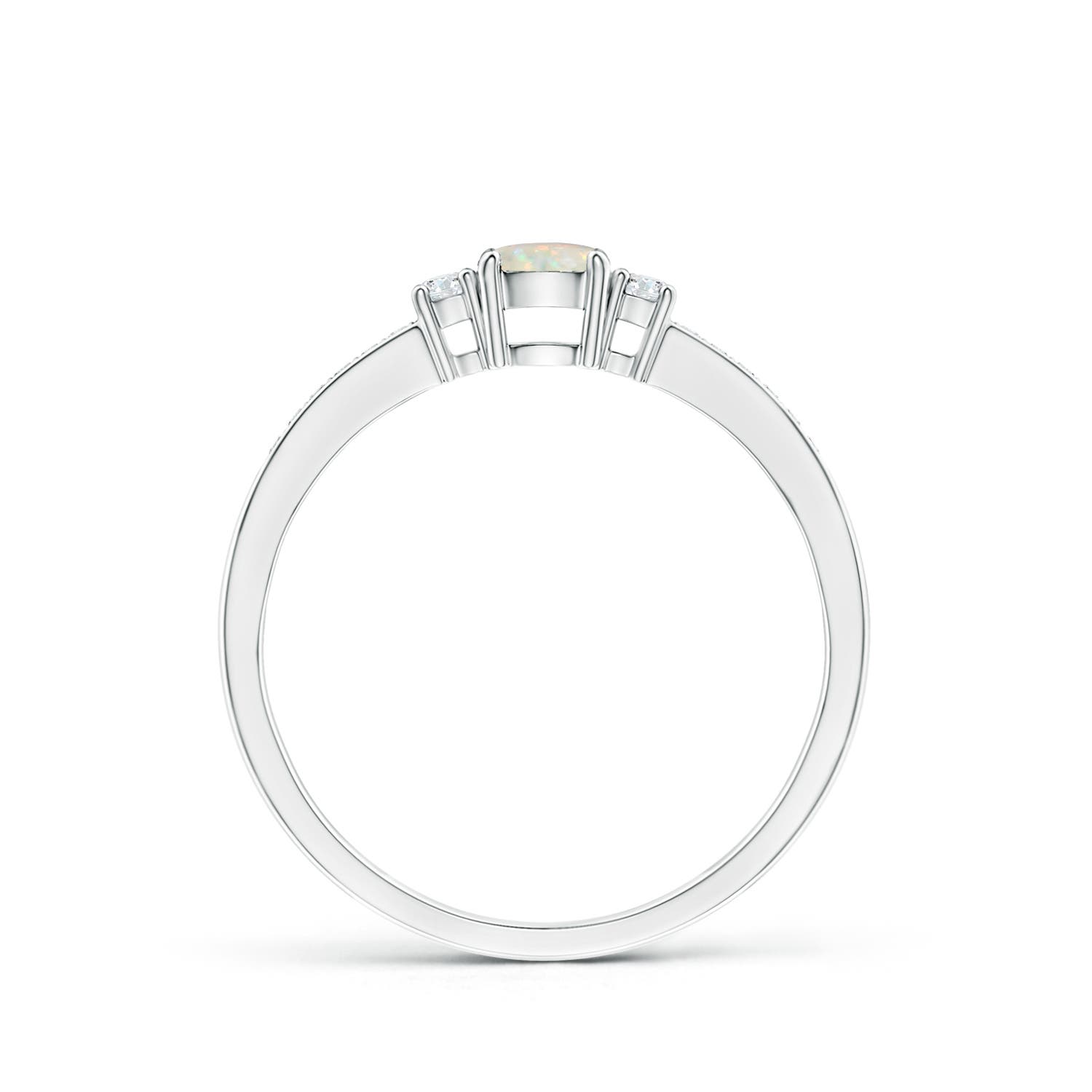 4mm AAA Classic Three Stone Round Opal and Diamond Engagement Ring in P950 Platinum - side 2