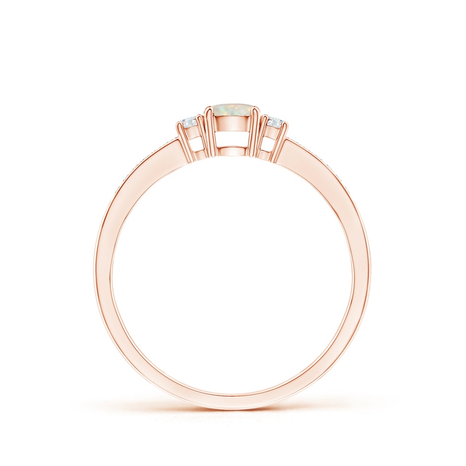 4mm AAA Classic Three Stone Round Opal and Diamond Engagement Ring in Rose Gold side 199