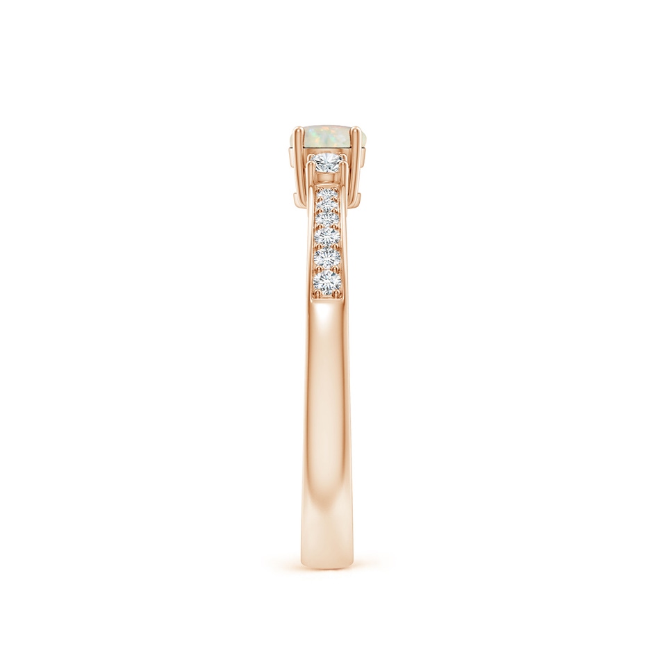 4mm AAA Classic Three Stone Round Opal and Diamond Engagement Ring in Rose Gold side 299