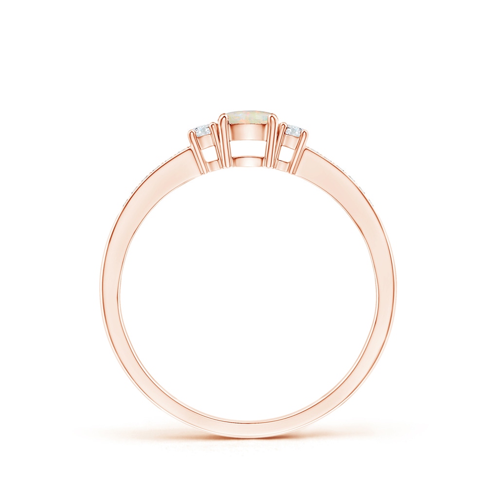 4mm AAAA Classic Three Stone Opal and Diamond Ring in Rose Gold Side-1