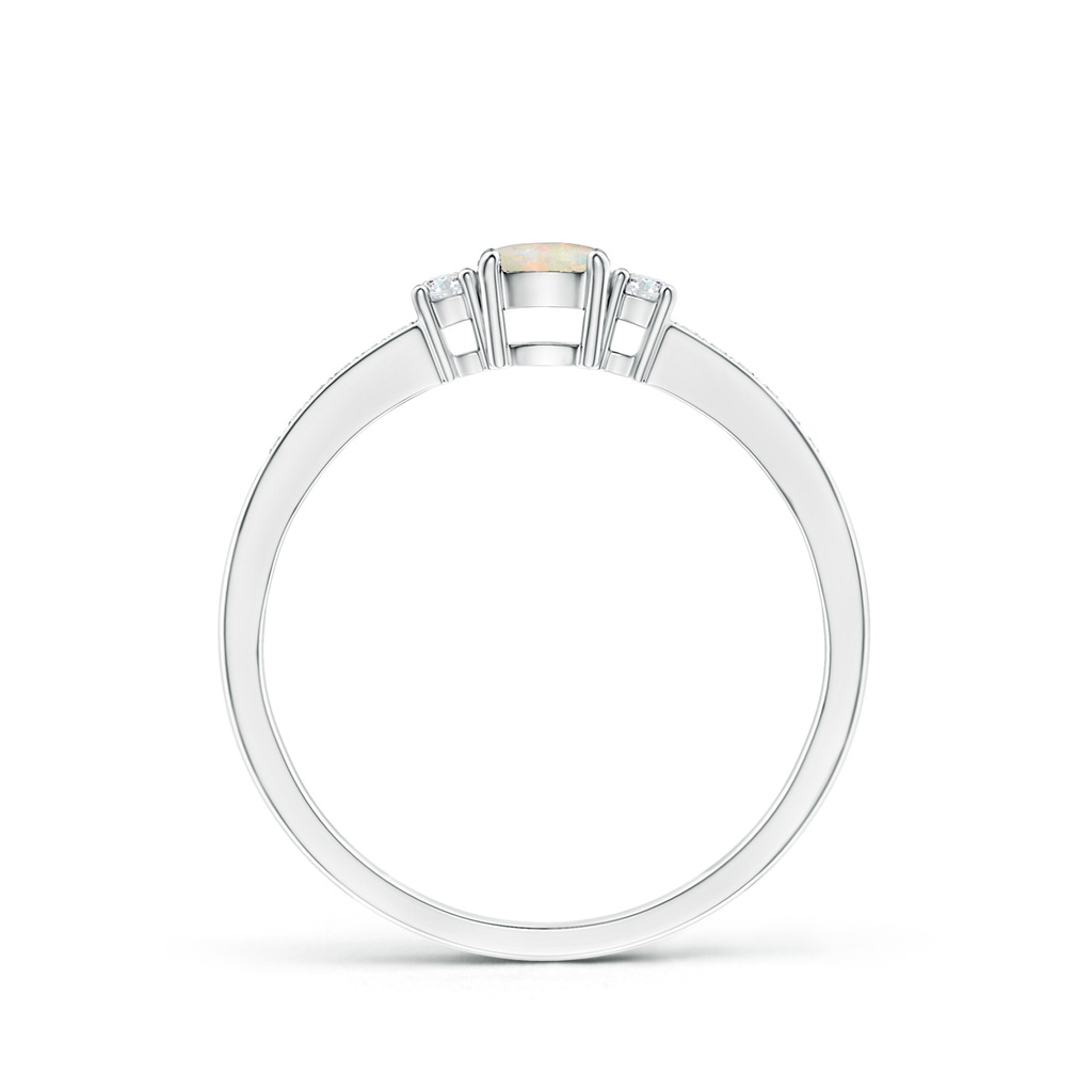 4mm AAAA Classic Three Stone Round Opal and Diamond Engagement Ring in White Gold - side 199