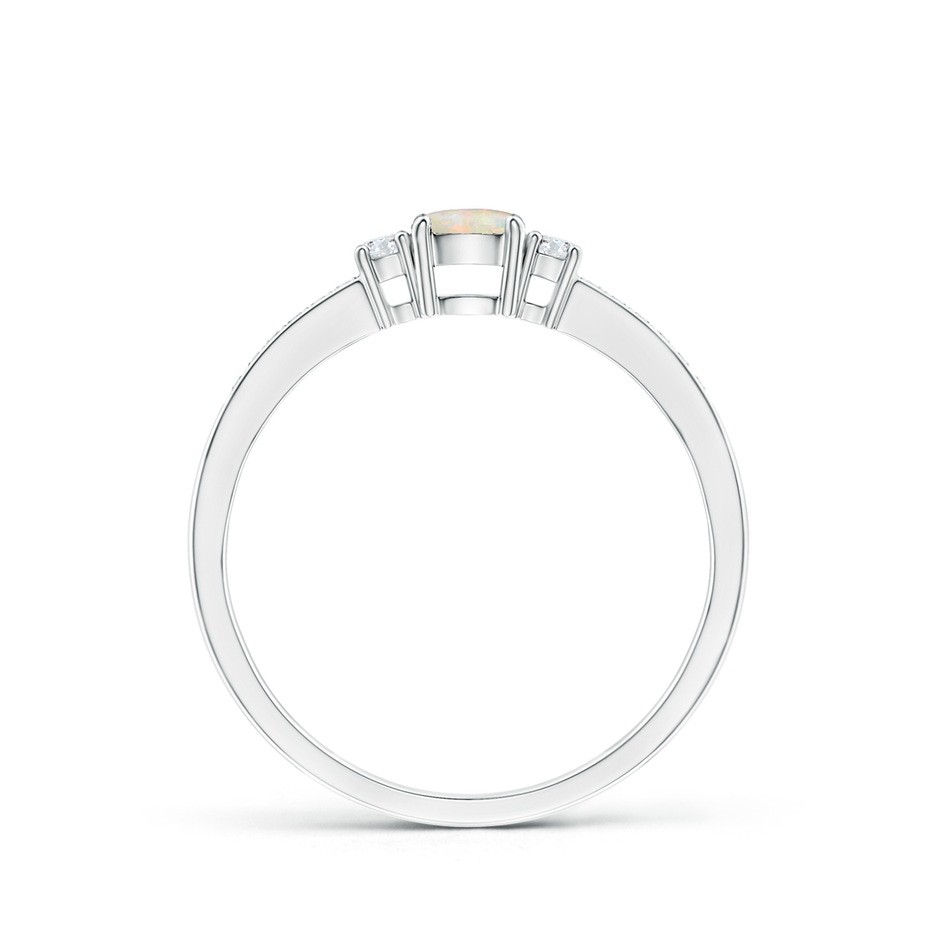 4mm AAAA Classic Three Stone Round Opal and Diamond Engagement Ring in White Gold side 199