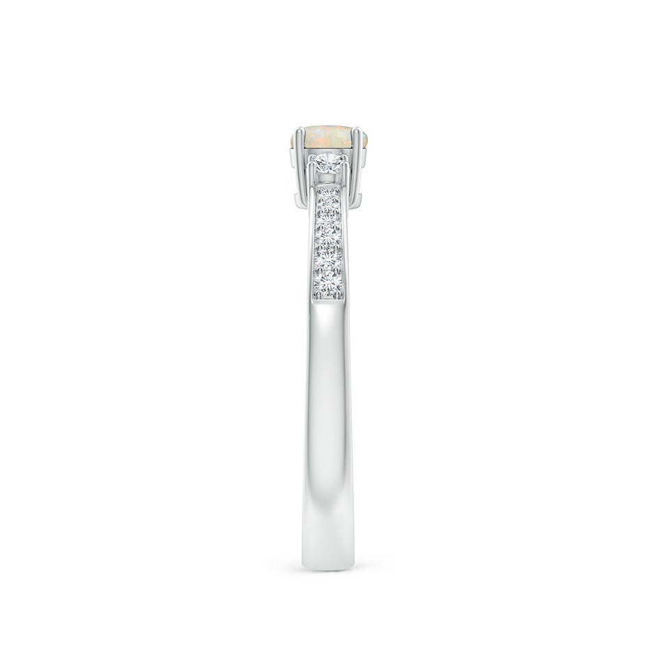 4mm AAAA Classic Three Stone Round Opal and Diamond Engagement Ring in White Gold side 299