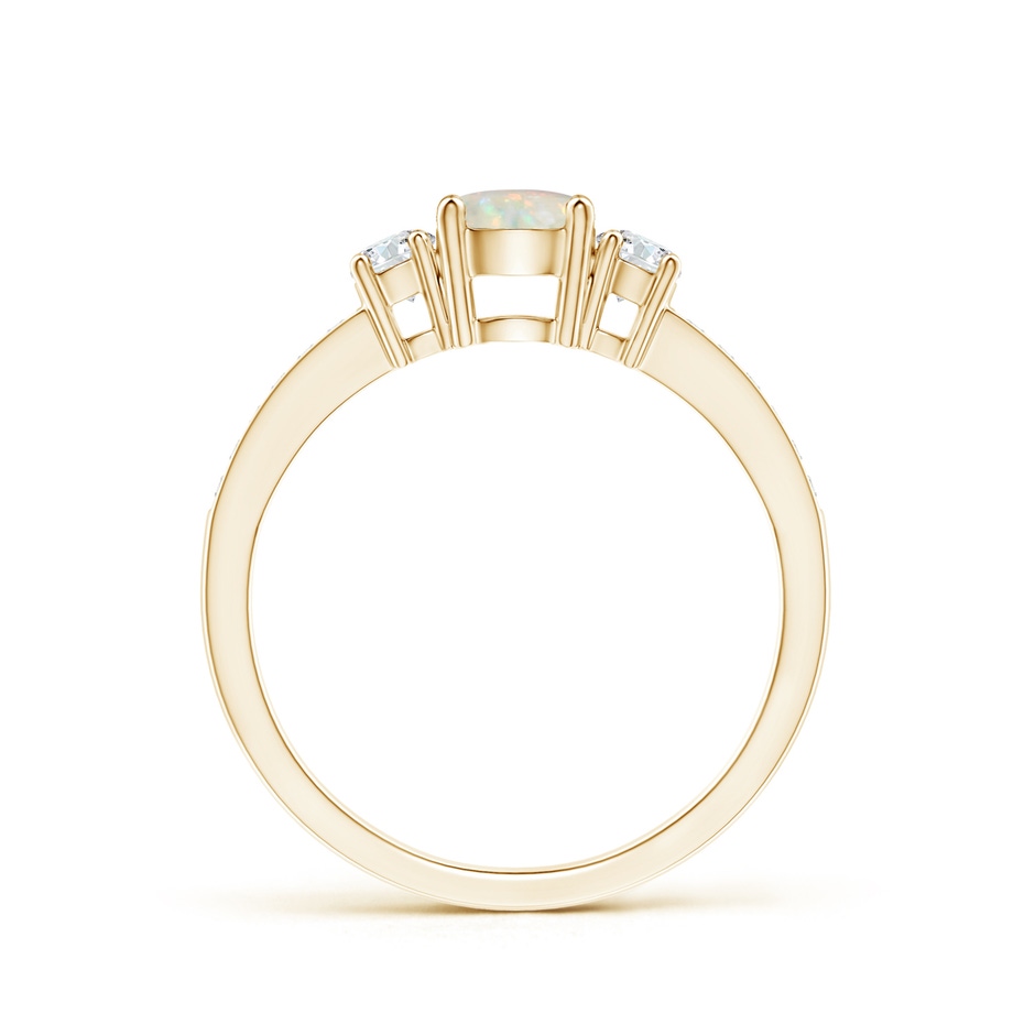 5mm AAA Classic Three Stone Round Opal and Diamond Engagement Ring in Yellow Gold side 199