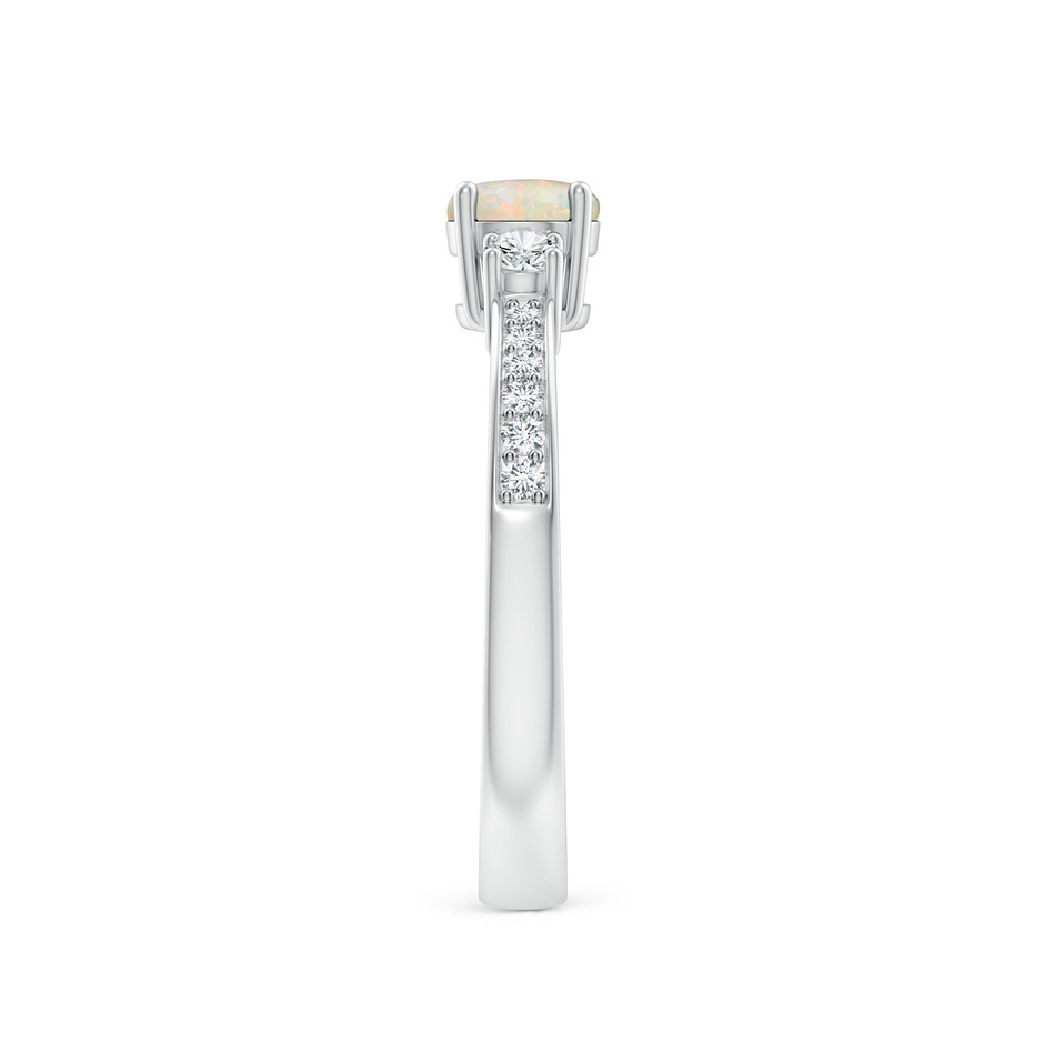 5mm AAAA Classic Three Stone Round Opal and Diamond Engagement Ring in White Gold side 299
