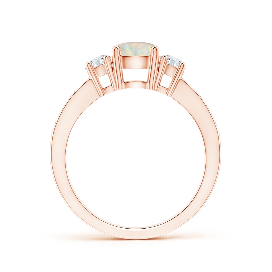 6mm AAA Classic Three Stone Round Opal and Diamond Engagement Ring in Rose Gold side 199